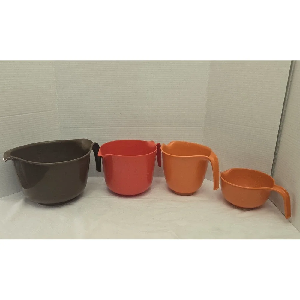 Vtg Rubbermaid Grip-N-Mix Nesting Bowls Lot 4 Autumn Gradient 70s 2663 2661 3504